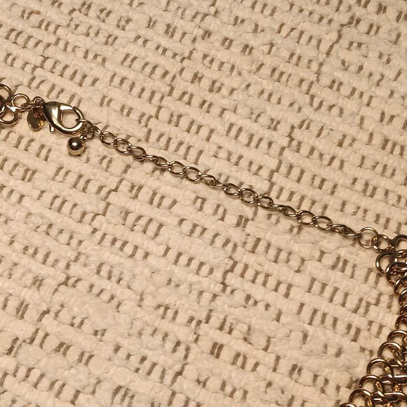 Chico's blue rhinestone & gold tone chainmail chain statement collar necklace - Picture 6 of 10